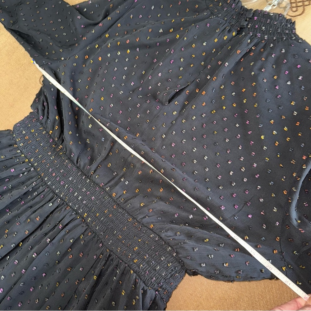 Torrid NWT! Mini Rainbow Clip Dot Blouson Sleeve Dress In Black Size 00 (M/L) - Picture 14 of 15